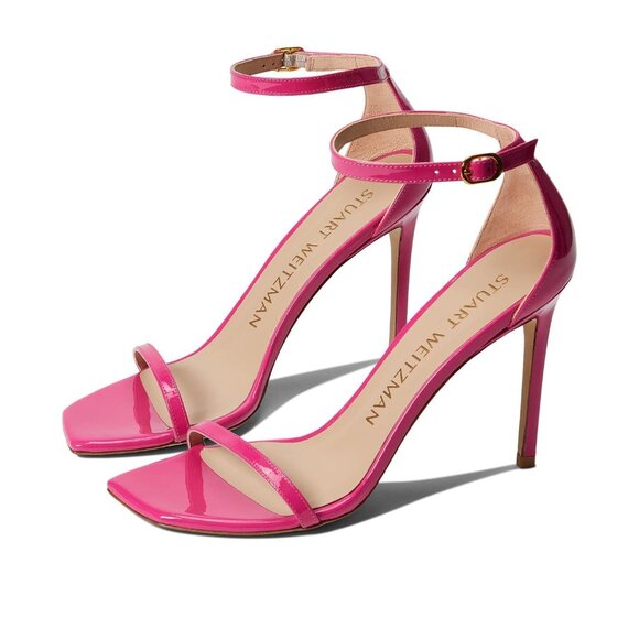 Stuart Weitzman "Nudistcurve 100" in Magenta Leather Stiletto Sandals | NWT - Picture 1 of 5